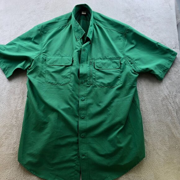 Duluth Trading Co Mens Shirt Size XLT Green Short Sleeve Button Up Outdoors Mesh - Picture 9 of 10